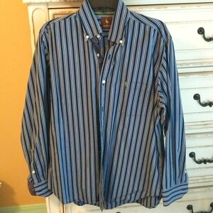Like new! Taylorbyrd men's LS shirt blue striper, sx L